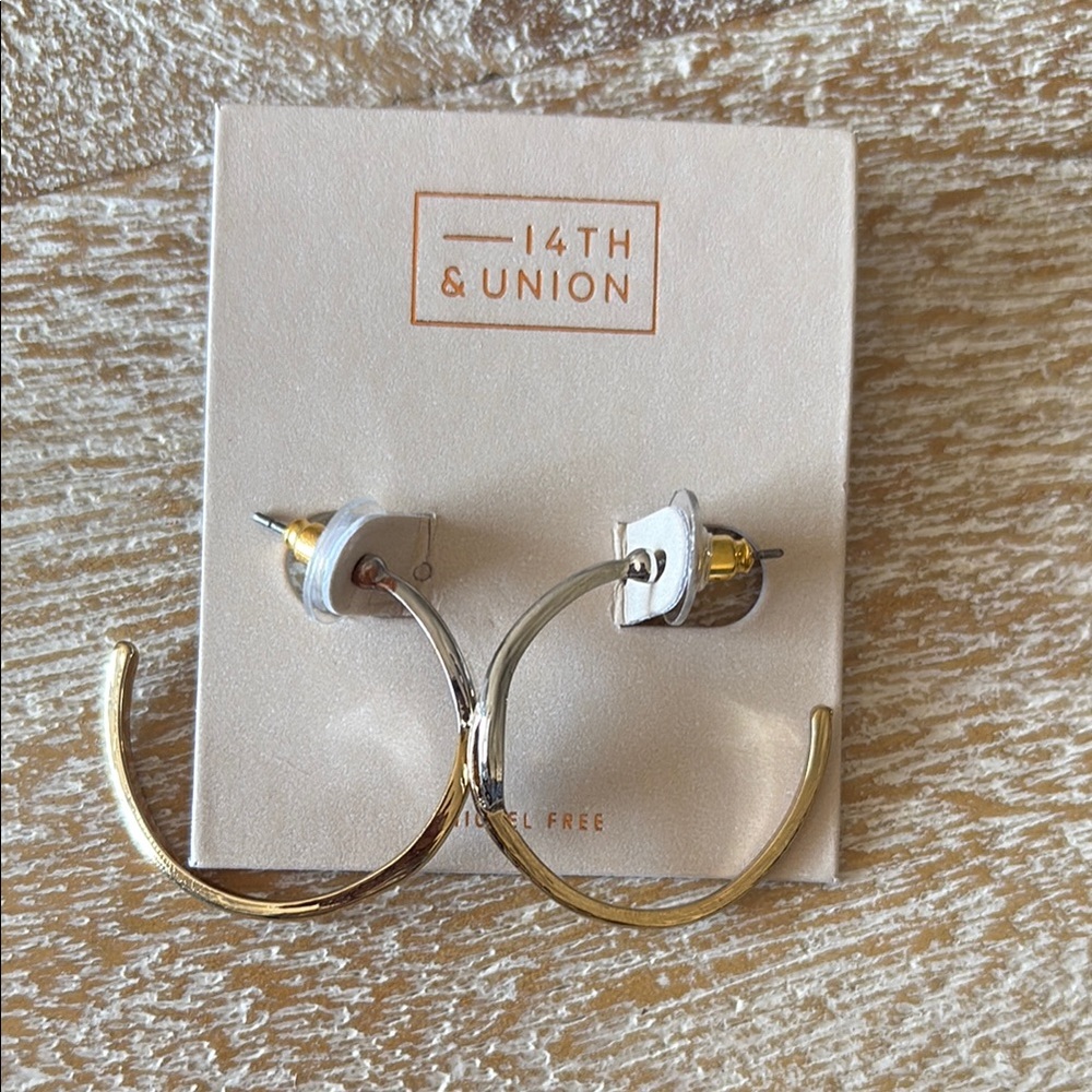 14th & Union Gold Crescent Earrings Modern Minimalist Design